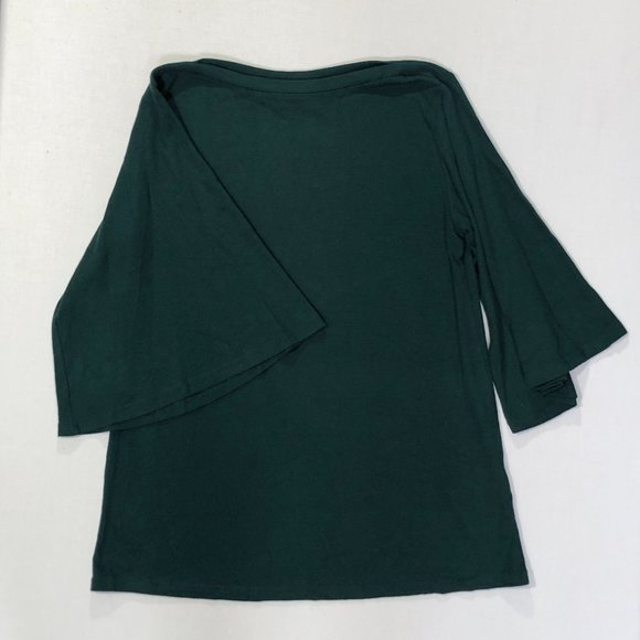 Amaryllis Womens Size M Emerald Boatneck Top Bell 3/4 Sleeve Blouse - Picture 1 of 5